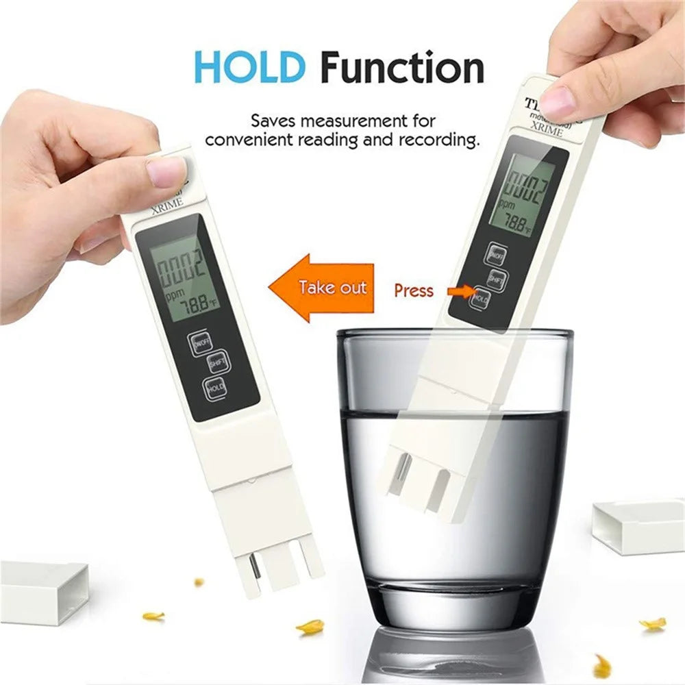 3-in-1 Digital LCD TDS EC Meter Pen Water Quality Detector Temperature Tester - White - 7