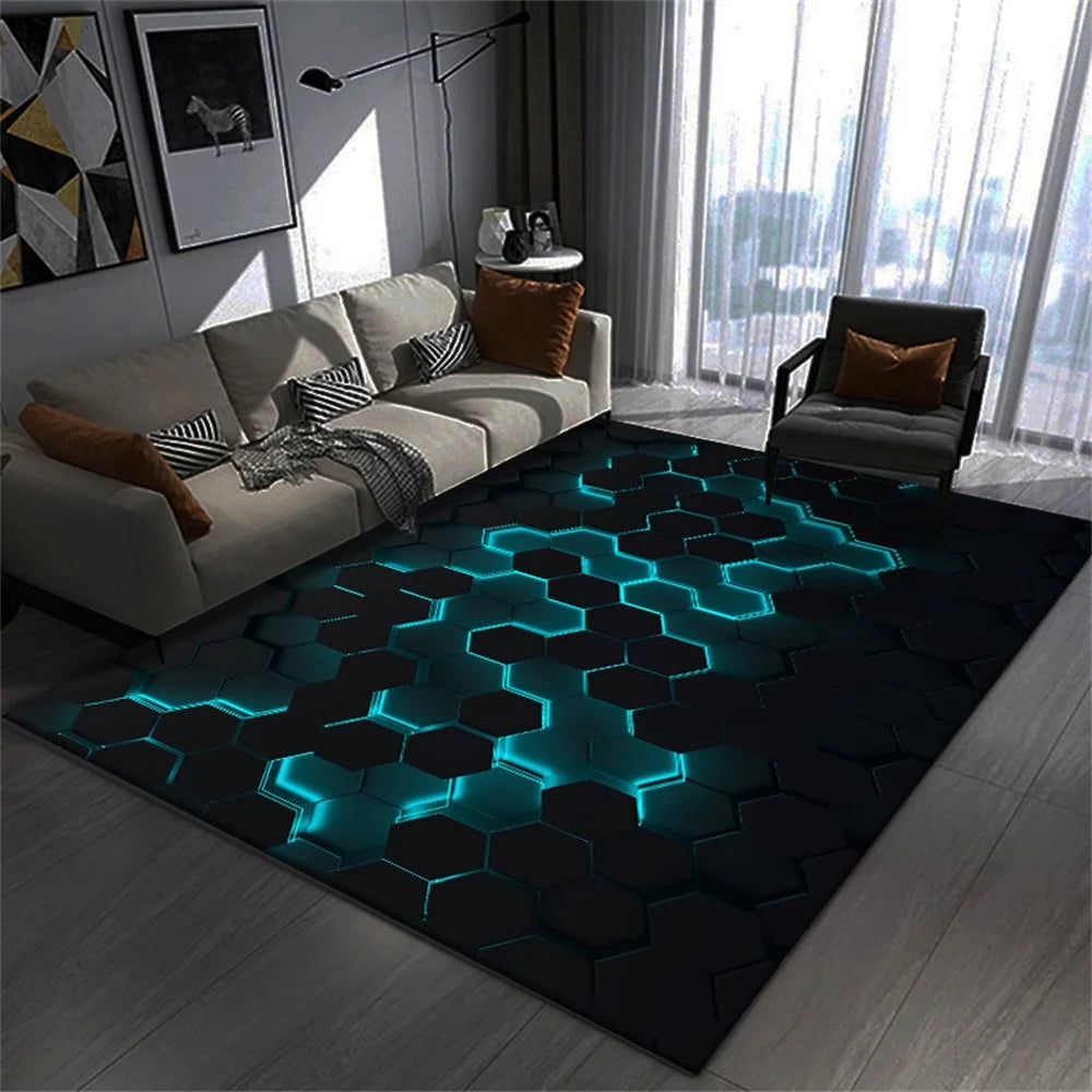 80x120cm Living Room Bedside Rug Geometry Pattern Velvet Non-Slip Floor Mat - voe+2 - 1