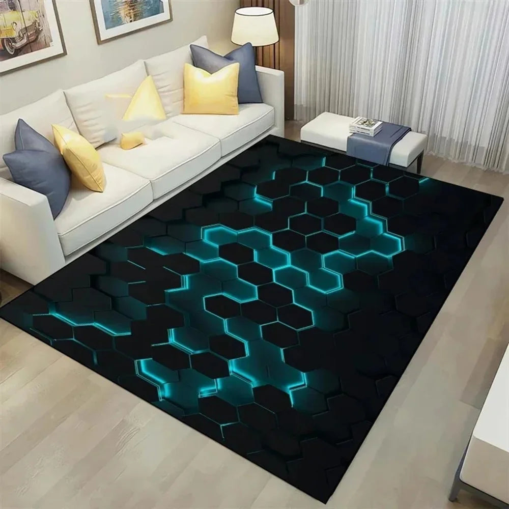 140x200cm Living Room Bedside Rug Geometry Pattern Velvet Non-Slip Floor Mat - voe+2 - 4