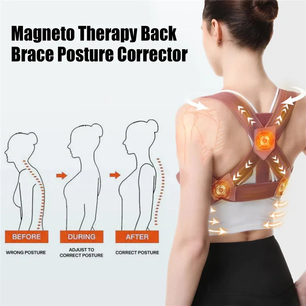 HOUKEA HKB08-A001-1-WH1 Back Support Posture Corrector Magnetic Adult Hunchback Correction Belt - 3