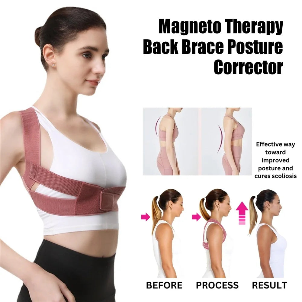 HOUKEA HKB08-A001-1-WH1 Back Support Posture Corrector Magnetic Adult Hunchback Correction Belt - 4