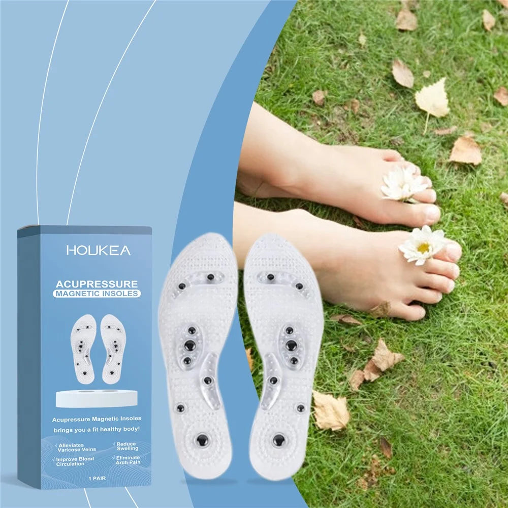 HOUKEA HK-J01-0101-01 1 Pair Foot Acupressure Insoles PVC+Magnetic Stone Foot Care Massage Insoles - 2