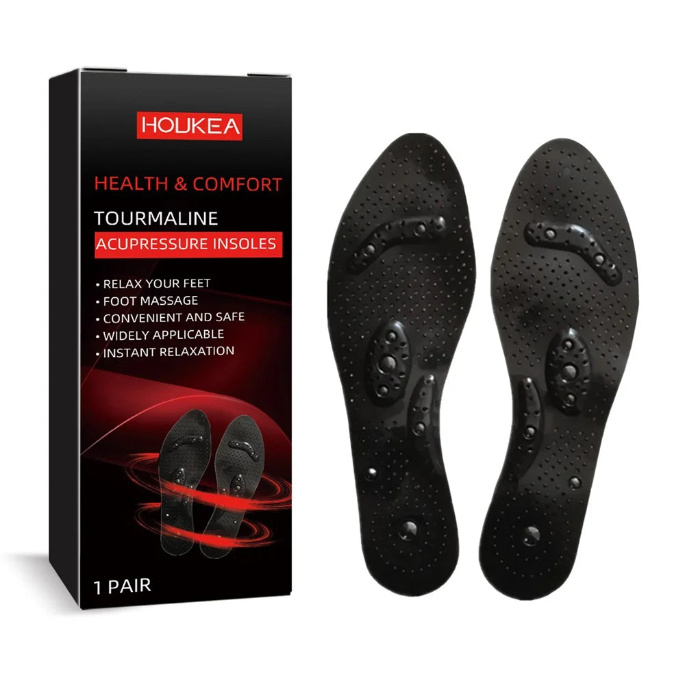 HOUKEA HKA06-A045-1-BK1 1 Pair Tourmaline Acupressure Insoles Foot Massage Relaxation Insoles - 1