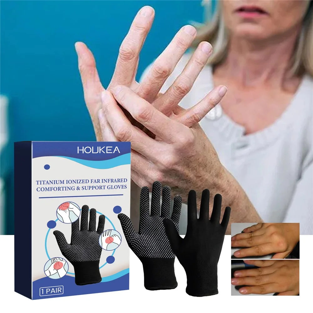 HOUKEA HKA06-A036-1-WH1 1 Pair Stiffness Pain Relief Gloves Touch Control Full Finger Hand Care Gloves - 2