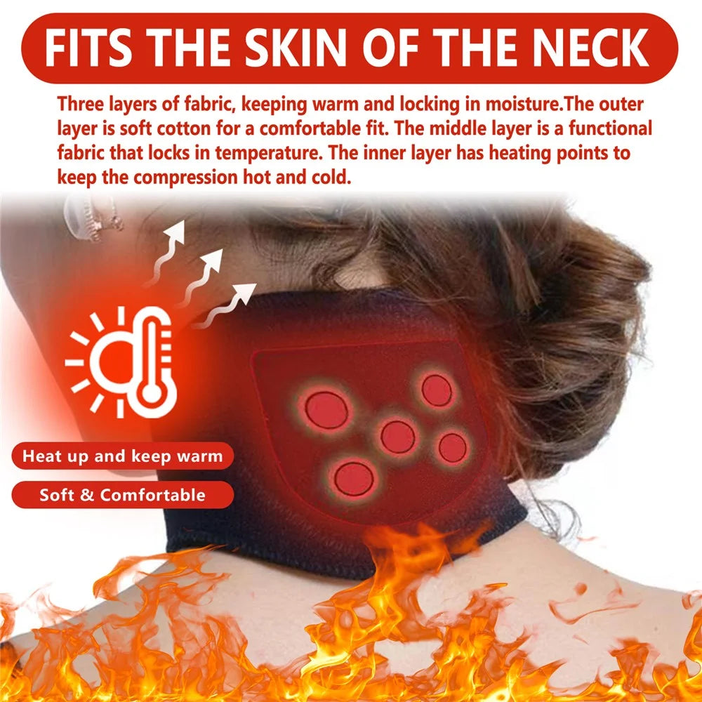 HOUKEA HKA06-A030-1-RD1 Carbon Fiber Self-Heating Neck Guard Pain Relieve Hot Compress Warm Neck Band - 4