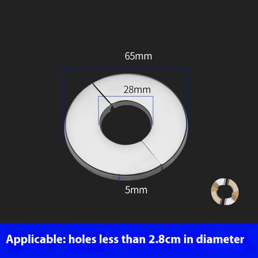 5Pcs Stainless Steel Round Wall Hole Flange Decor Cover Self-Adhesive Faucet Decorative Cover Plate - Inner Diameter 28mm - 2