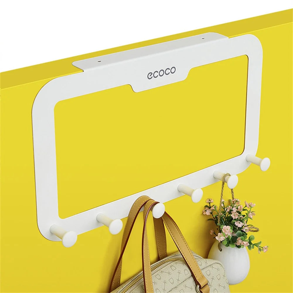ECOCO Over Door Hook Adhesive 6 Hooks Door Hanger for Clothes Coat Towel Bag - White - 3