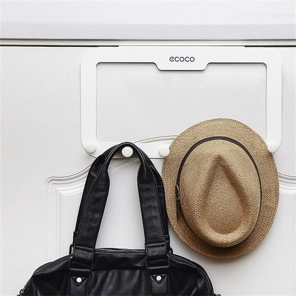 ECOCO Over Door Hook Adhesive 6 Hooks Door Hanger for Clothes Coat Towel Bag - White - 6
