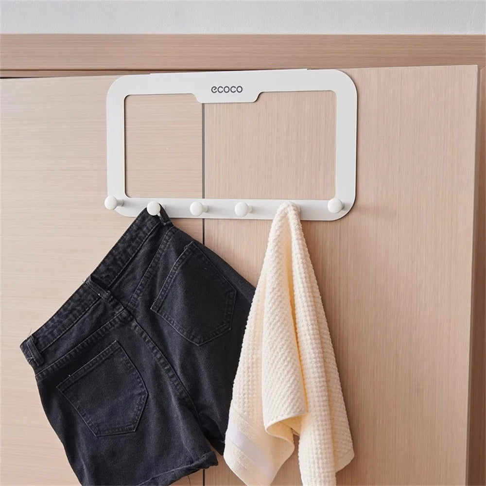 ECOCO Over Door Hook Adhesive 6 Hooks Door Hanger for Clothes Coat Towel Bag - White - 7