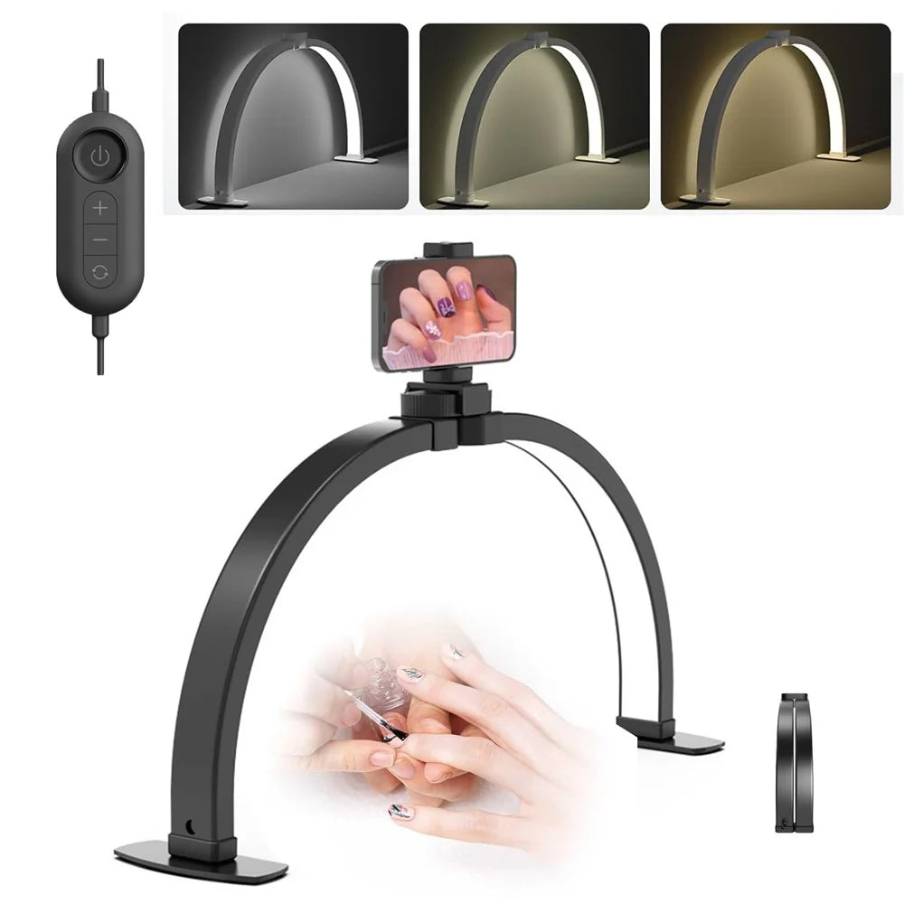 F-700A Desktop Nail Art Fill Light Manicure Eyelash Extensions Half-Moon Beauty Light Gift, EU Plug - Black - 1