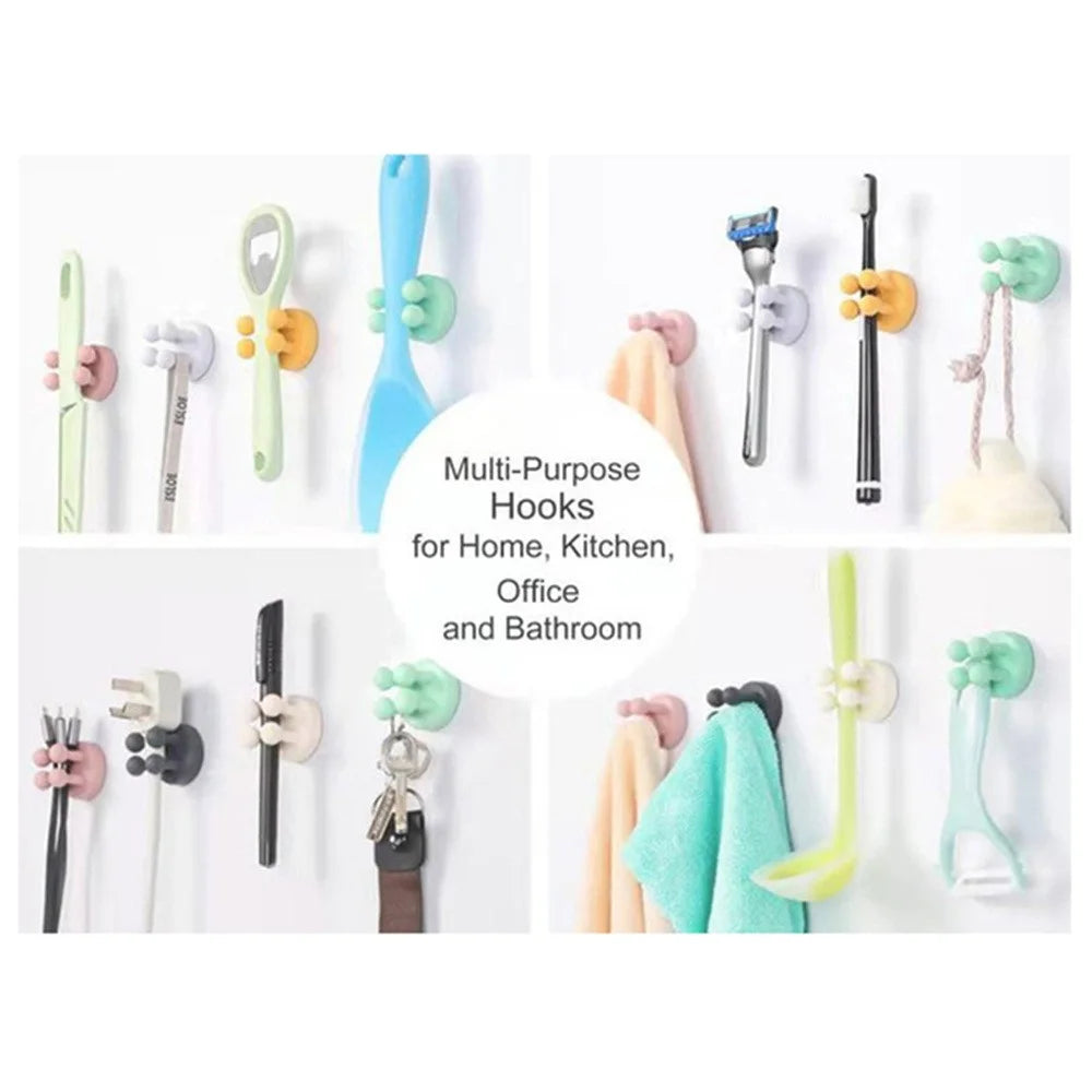 Silicone Wall Hook for Bathroom Kitchen Drill Free Toothbrush Razor Holder Adhesive Hanger - Ginger Yellow - 7