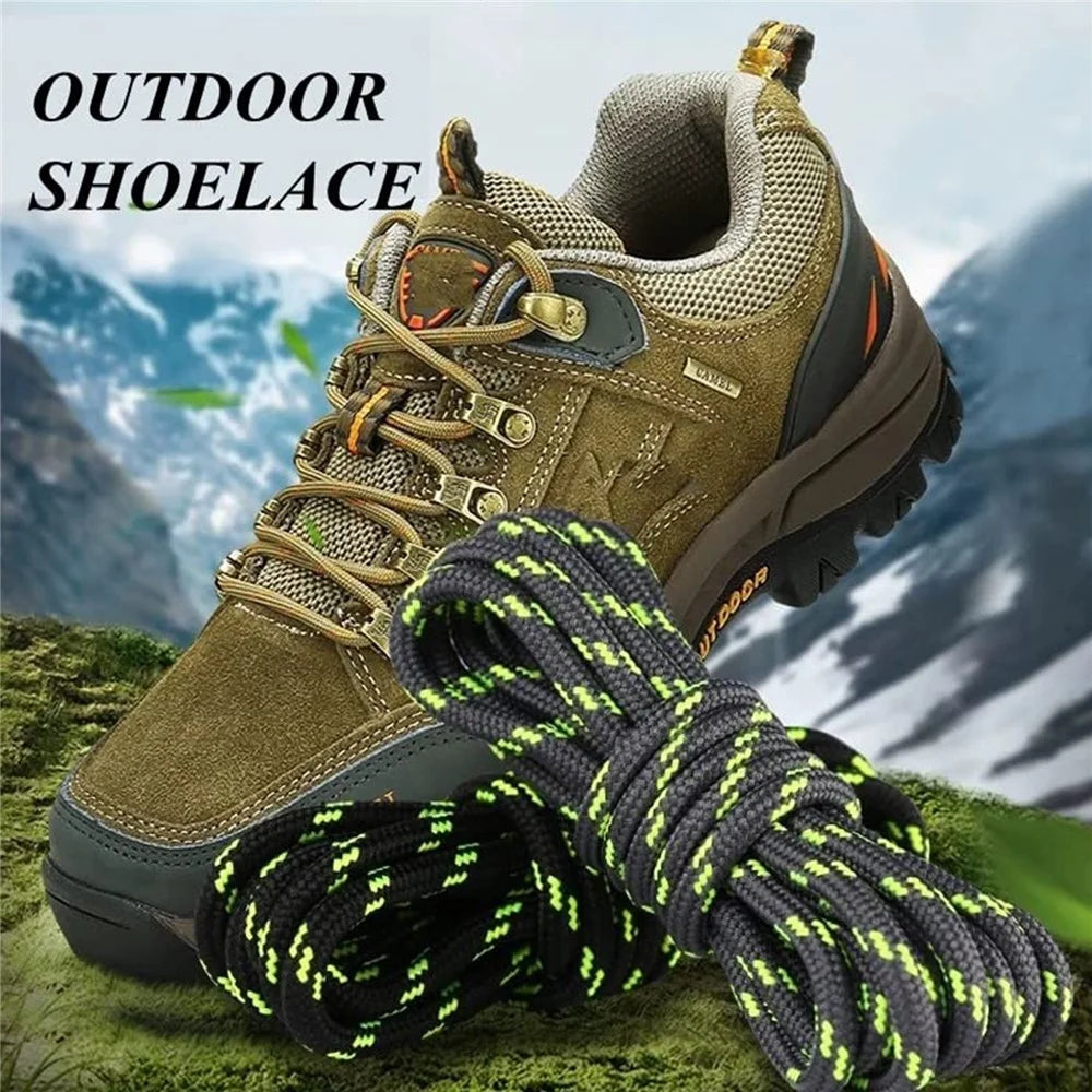 1 Pair 100cm Martin Boots Hiking Shoe Laces Round Wear-Resistant Polyester Shoelace Rope - Black+White - 2