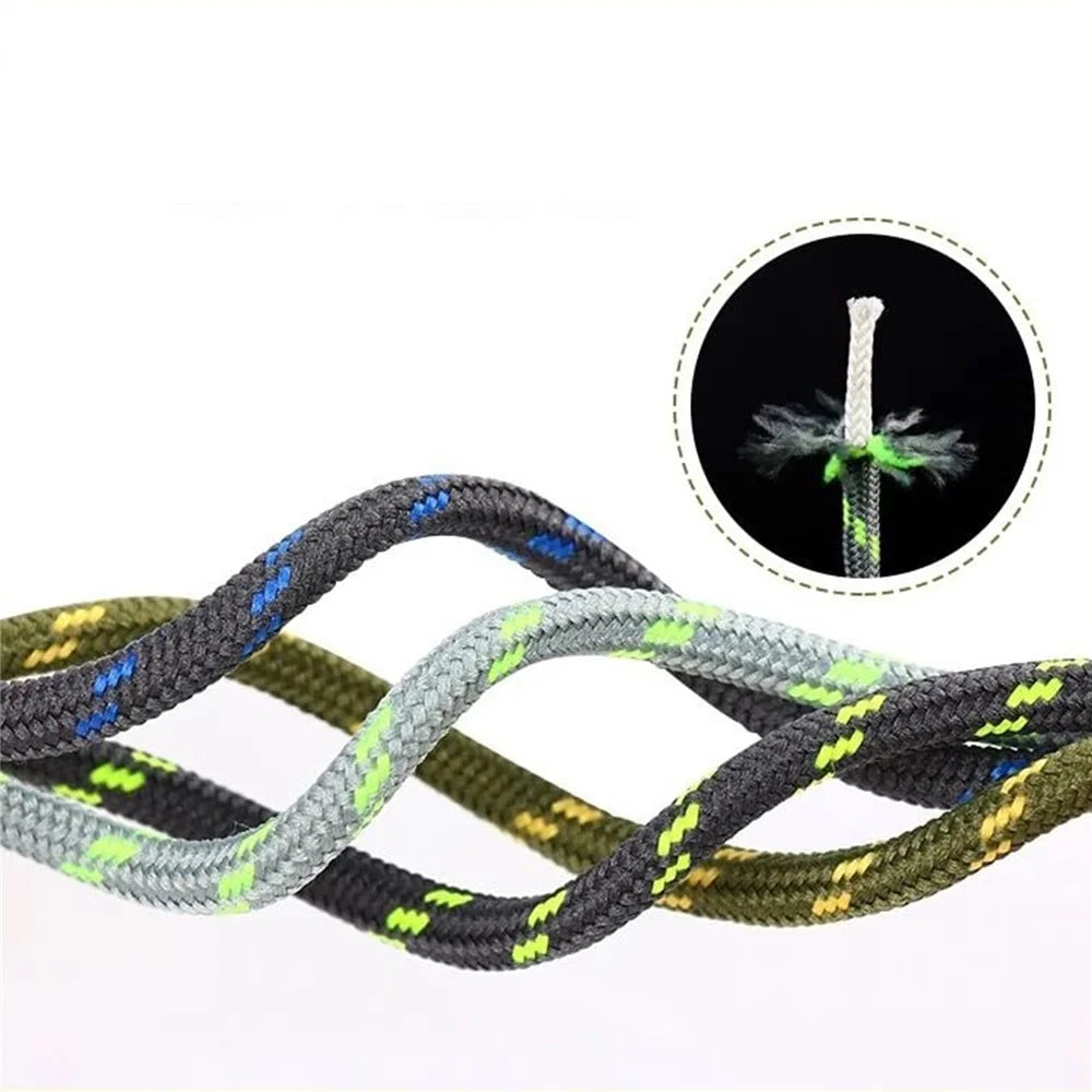 1 Pair 100cm Martin Boots Hiking Shoe Laces Round Wear-Resistant Polyester Shoelace Rope - Black+White - 4