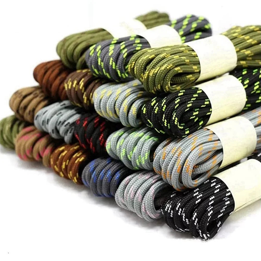 1 Pair 100cm Martin Boots Hiking Shoe Laces Round Wear-Resistant Polyester Shoelace Rope - Black+White - 7