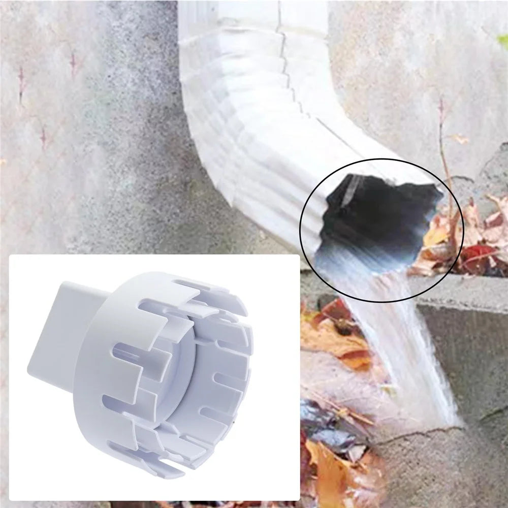 3x4 Inch Drain Pipe Draining Rain Gutter PVC Drain Connector Downspout Adapter - White - 1