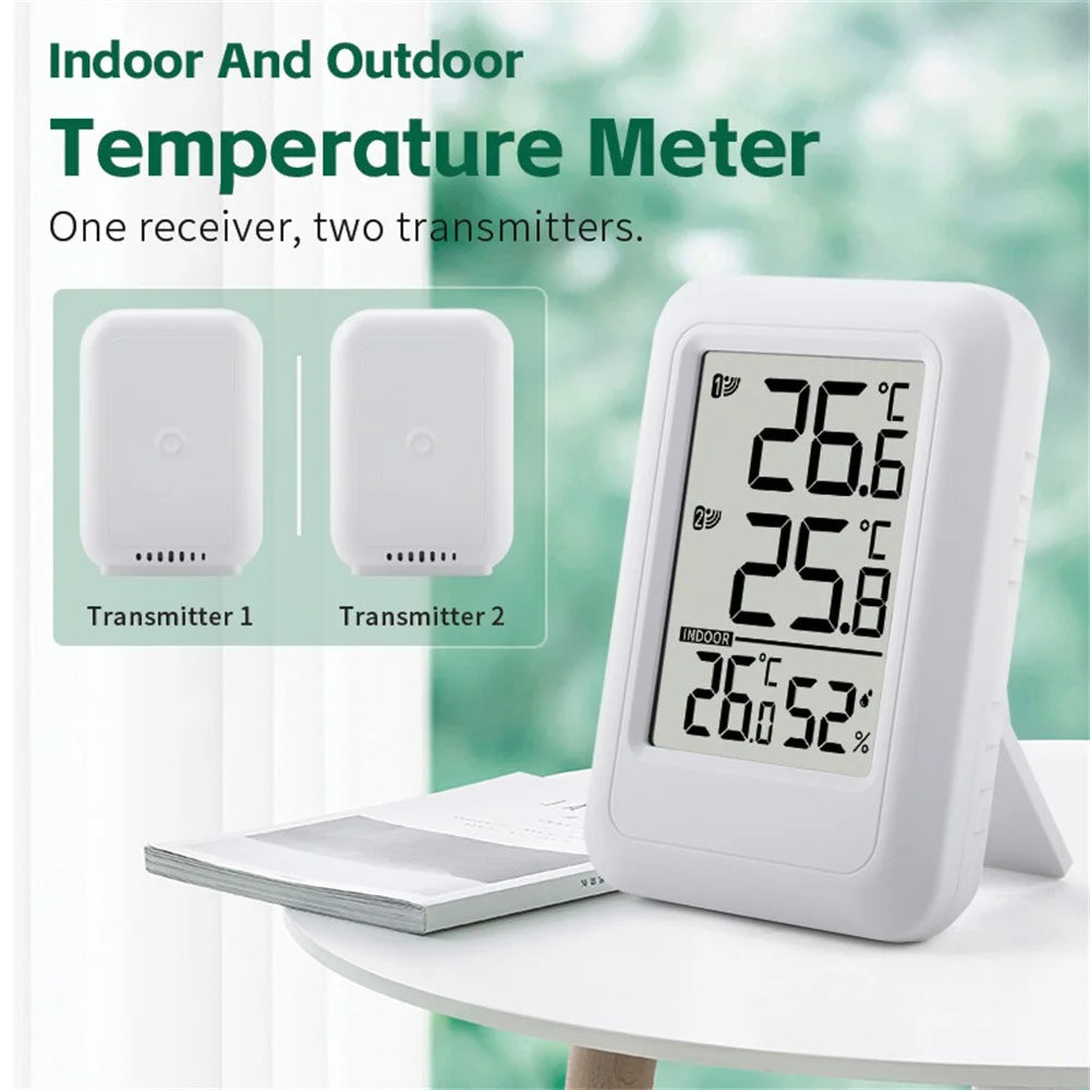 TS-FT0402 Wireless Indoor Outdoor Greenhouse Thermometer Digital Temperature Meter, 1 Receiver + 2 Transmitter - 2