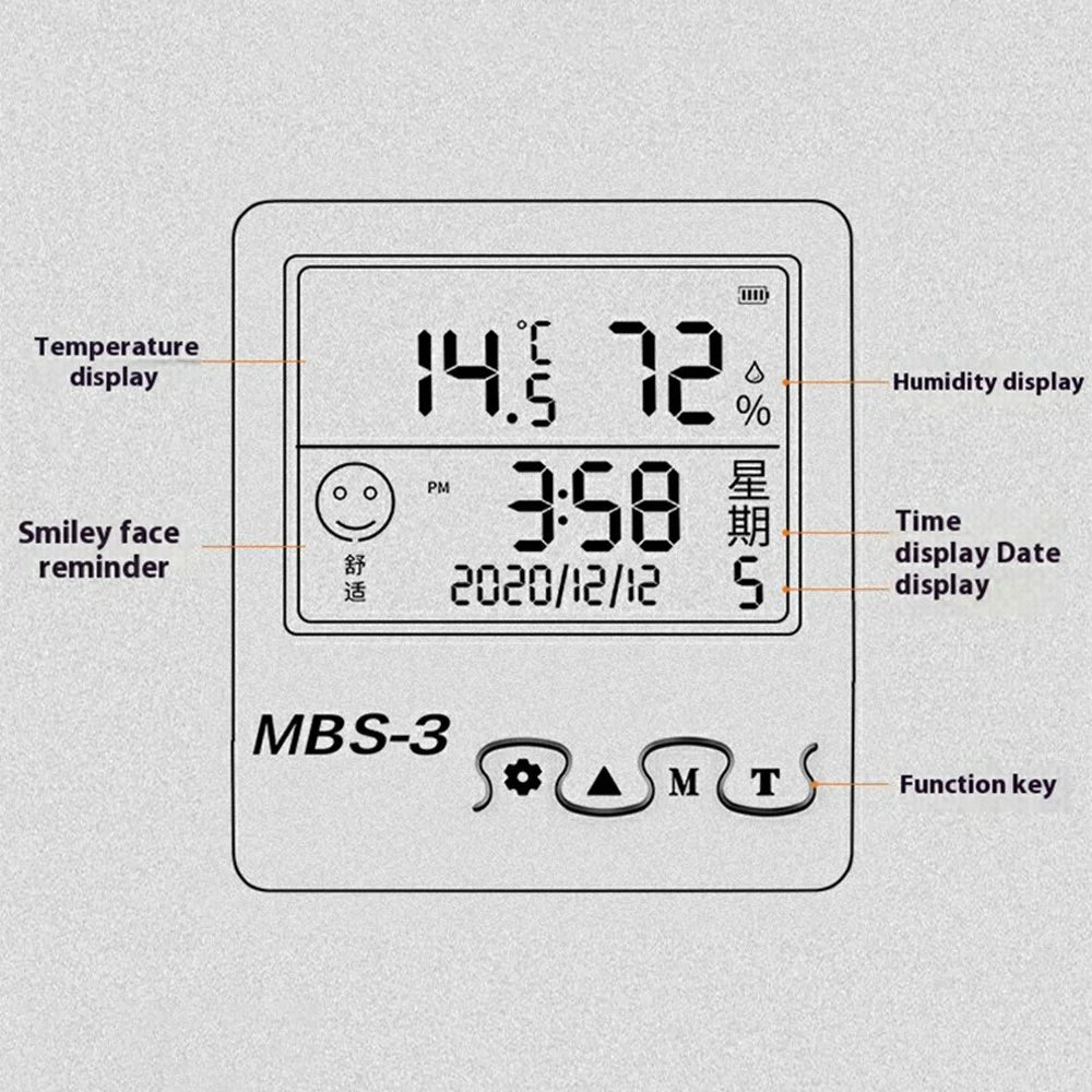 MBS-3 Electronic Thermometer Hygrometer Indoor High-Precision Digital Display Alarm Clock - 2