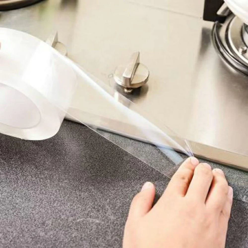 0.5mm Thick Kitchen Sink Mildew-Proof Tape Transparent Single-Sided Waterproof Anti-Oil Seam Sticker, 3cmx3m - 2