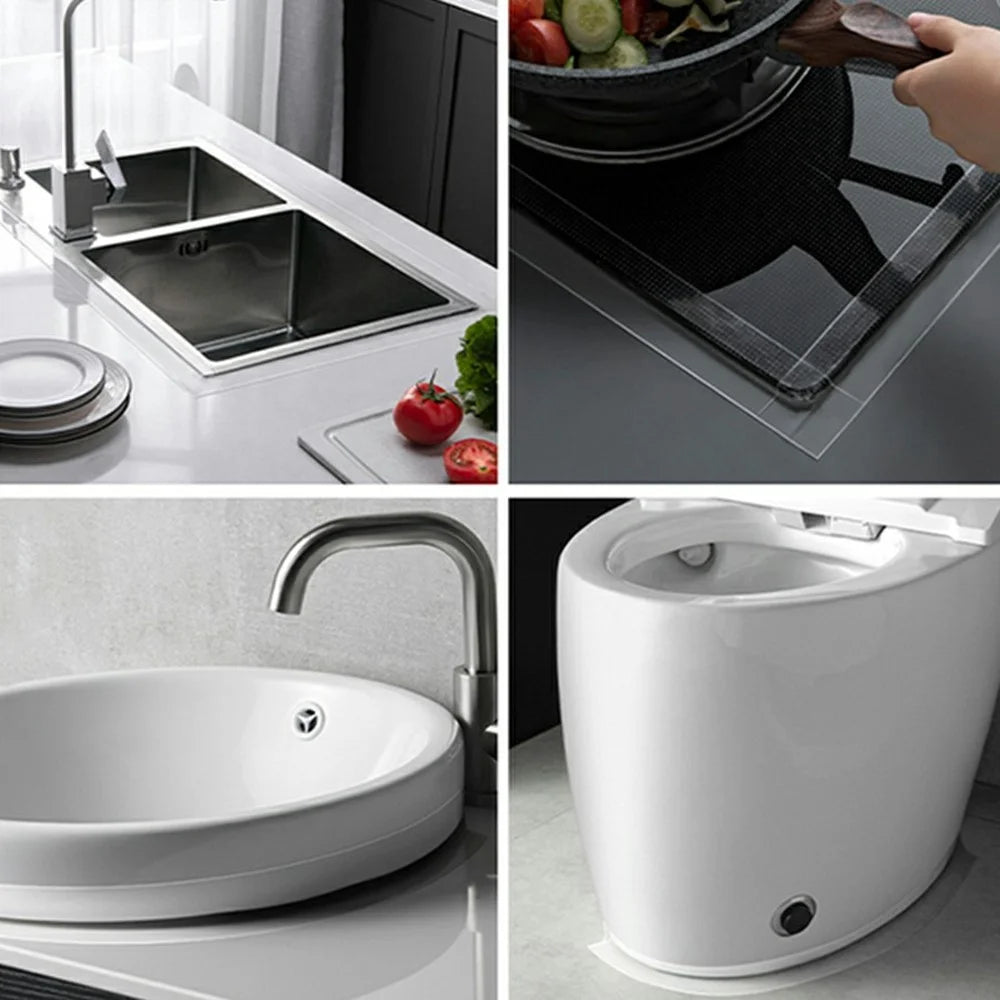 0.8mm Thick Kitchen Sink Mildew-Proof Tape Transparent Single-Sided Waterproof Anti-Oil Seam Sticker, 3cmx3m - 5