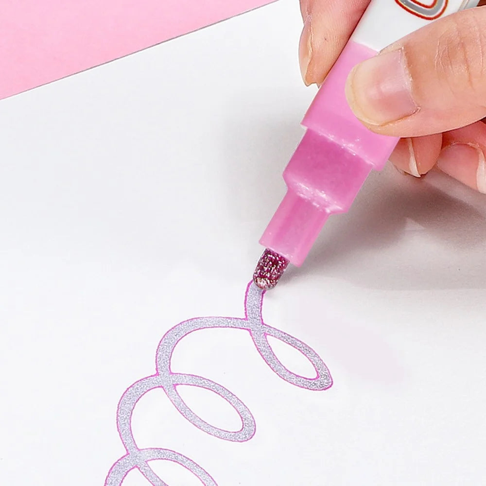 12Pcs Double Line Outline Marker Pens Glitter Pens Metallic Drawing Pens for Christmas Painting - 7