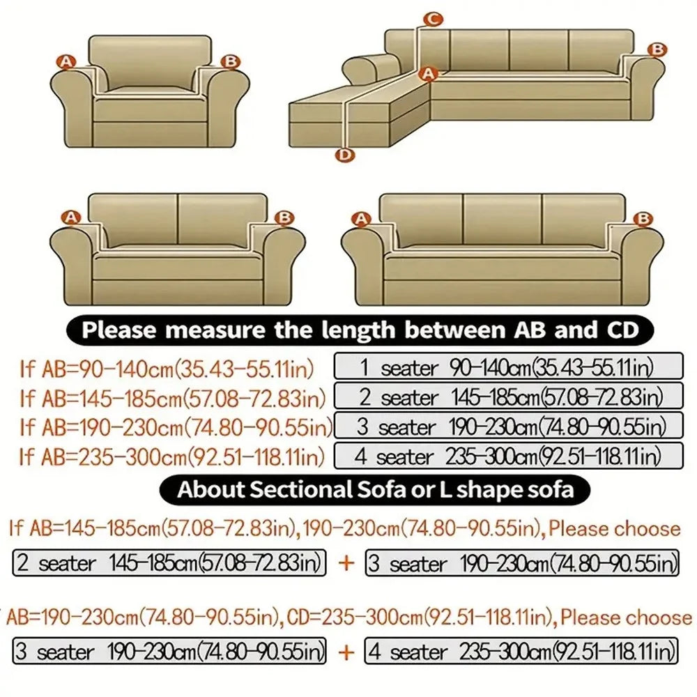 190-230cm Stretch Sofa Cover for 3 Seater European Style Full Wrap Slipcover - Maple Leaf / White - 2