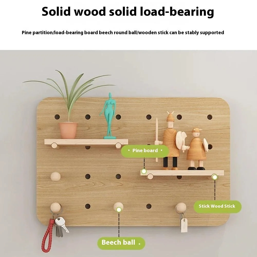 35x25cm Decorative Wall Mounted Electric Box Cover Storage Shelf Wood Pegboard Meter Box Concealer - Wood Color - 2