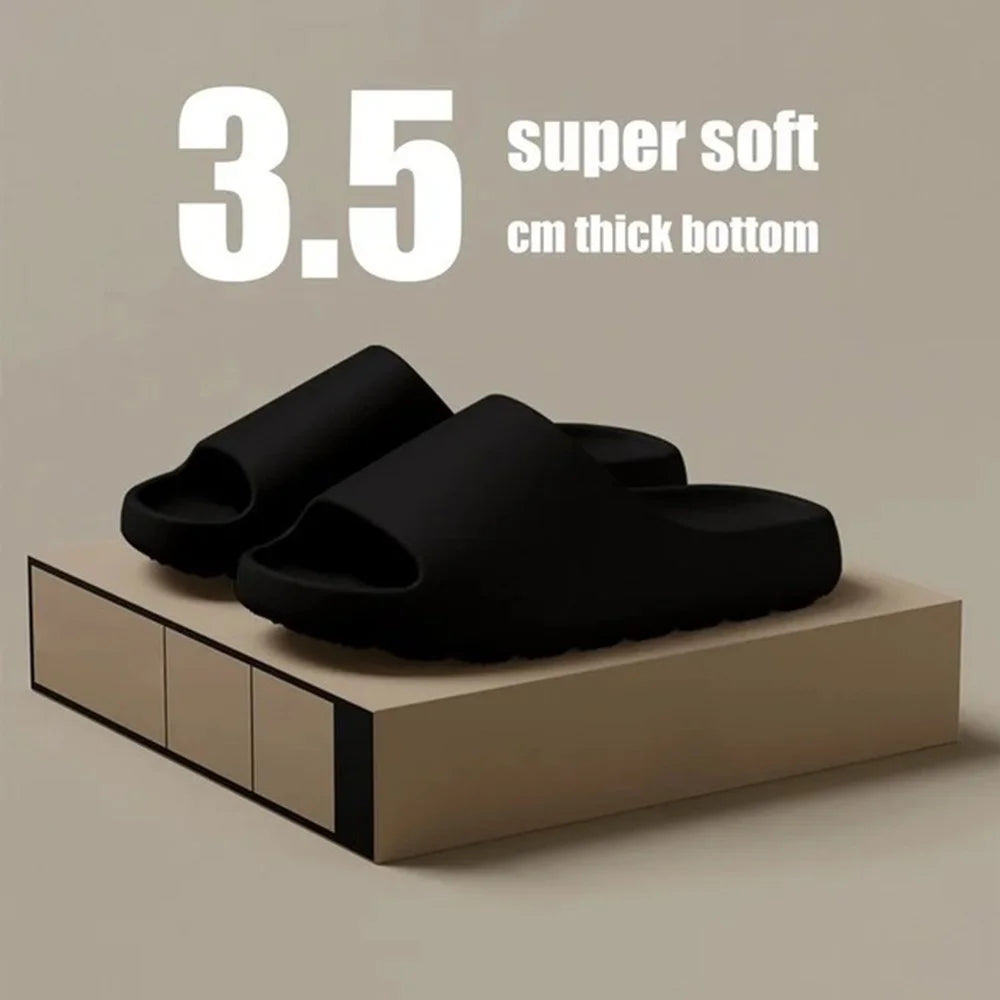 502 3.5cm Thick Sole Slippers Solid Color Non Slip EVA Sliders for Home Outdoor Size 40 - 41 - Black - 2