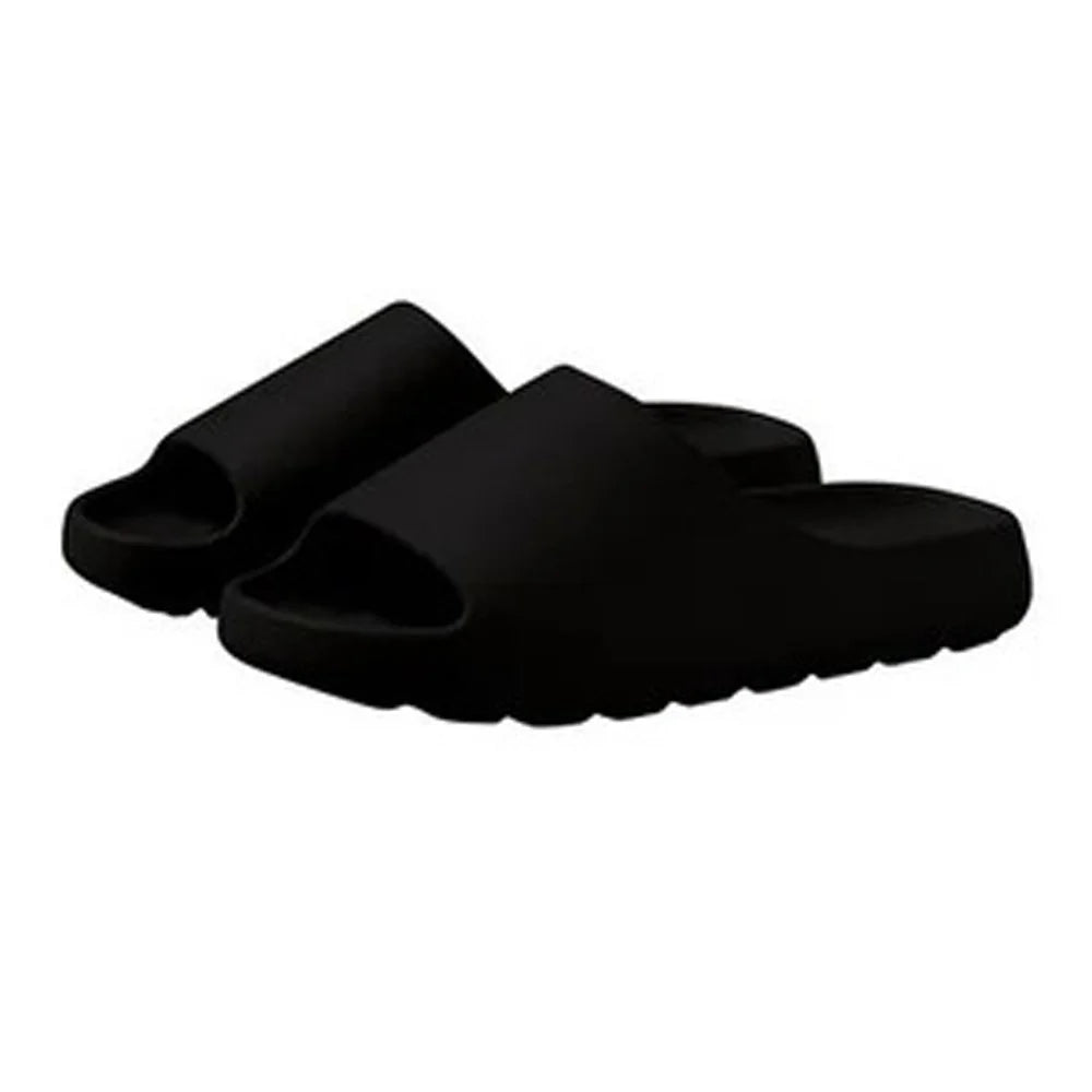 502 3.5cm Thick Sole Slippers Solid Color Non Slip EVA Sliders for Home Outdoor Size 44 - 45 - Black - 1