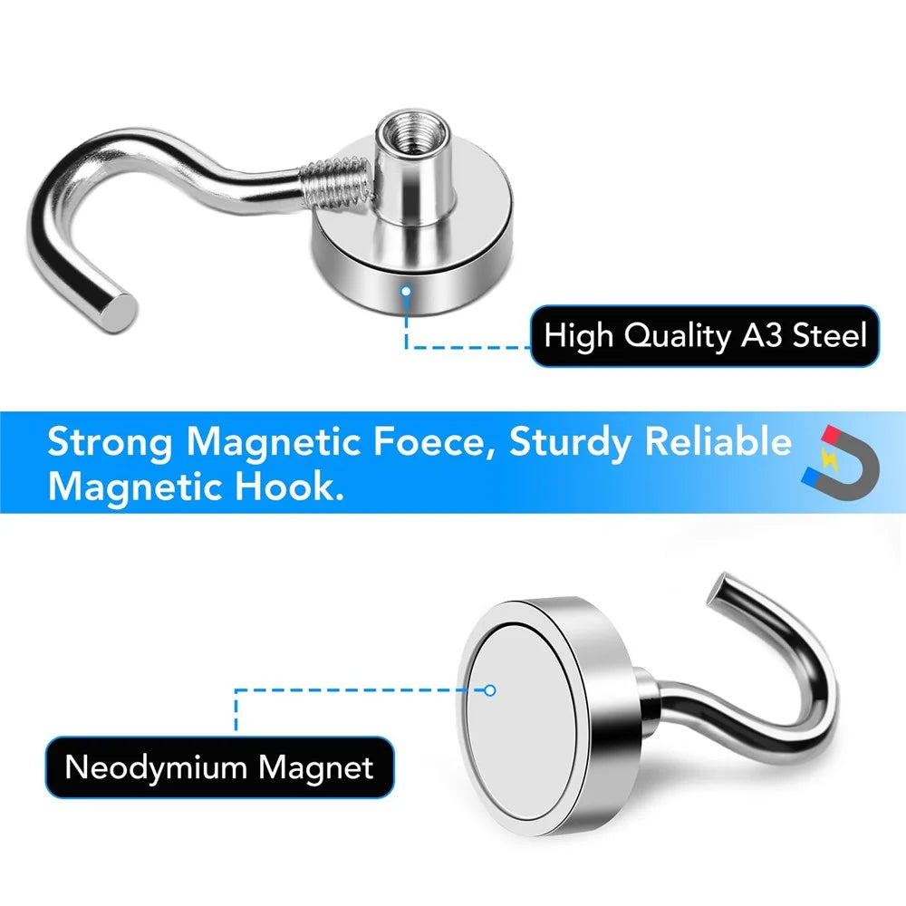 E36 50KG Pull Force Magnetic Steel Hook Kitchen Refrigerator Iron Door Hanging Hook - 4