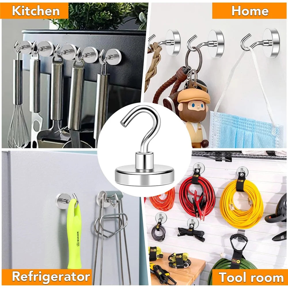 E36 50KG Pull Force Magnetic Steel Hook Kitchen Refrigerator Iron Door Hanging Hook - 7