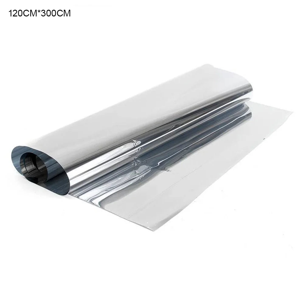 120 x 300cm Window Privacy Film Office Home Balcony One Way UV Blocking Static Cling Glass Film - Silver - 1