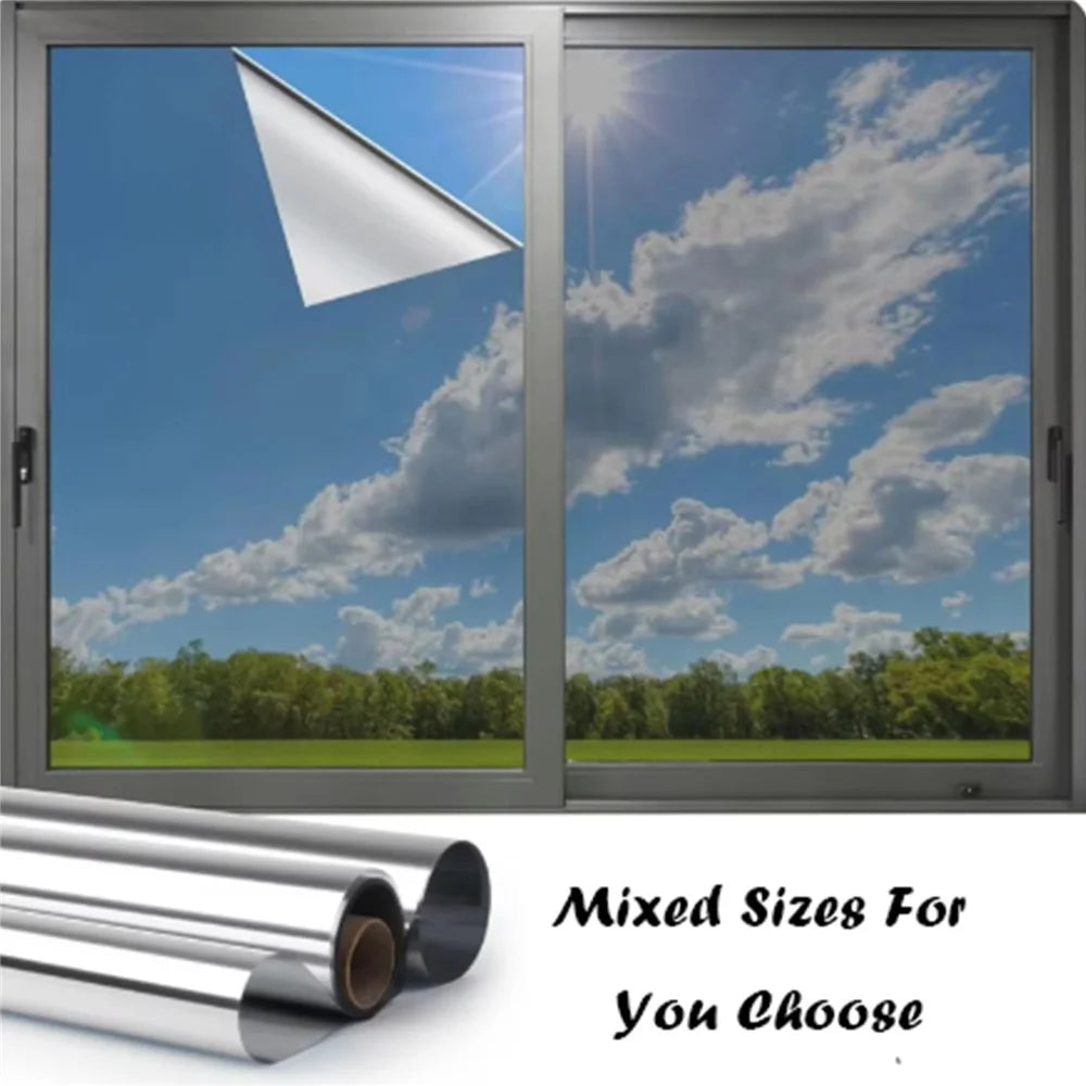 120 x 300cm Window Privacy Film Office Home Balcony One Way UV Blocking Static Cling Glass Film - Silver - 4