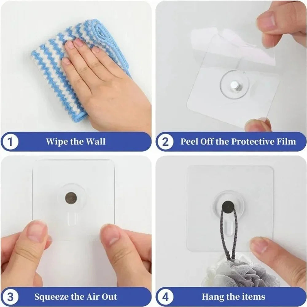 40Pcs Transparent Adhesive Hook No Drilling Traceless Wall Mount Screw for Picture Frames Clocks - 5