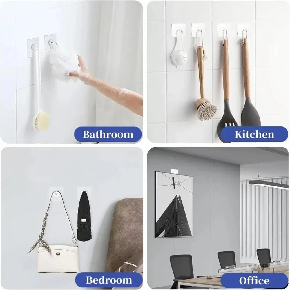 40Pcs Transparent Adhesive Hook No Drilling Traceless Wall Mount Screw for Picture Frames Clocks - 6