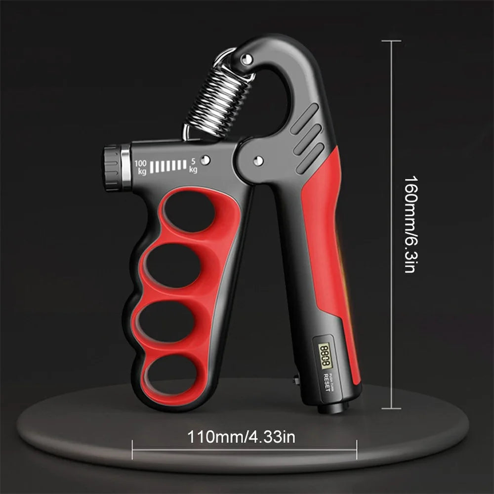 Adjustable Hand Grip Strengthener with Digital Counter Muscle Recovery Fitness Hand Force Training Tool - Red - 7