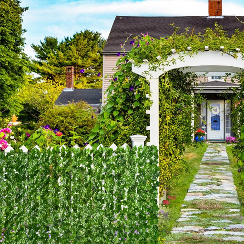 1 x 2m Light Sweet Potato Leaf Artificial Hedge Privacy Screen Faux Leaf Fence Garden Yard Barrier Decor - 7