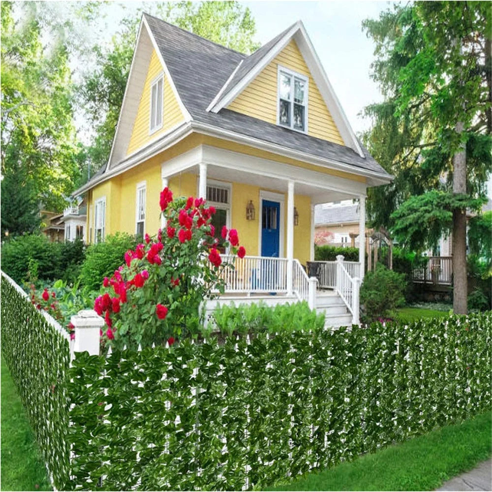 1 x 2m Dark-Colored Pothos Leaves Artificial Hedge Privacy Screen Garden Yard Faux Leaf Fence Barrier - 5