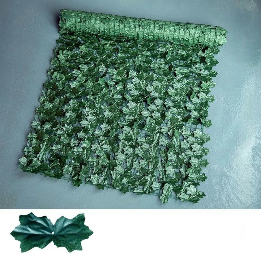 1 x 1m Dark Maple Leaf Artificial Hedge Faux Leaf Privacy Screen Fence Garden Balcony Decorative Barrier - 1
