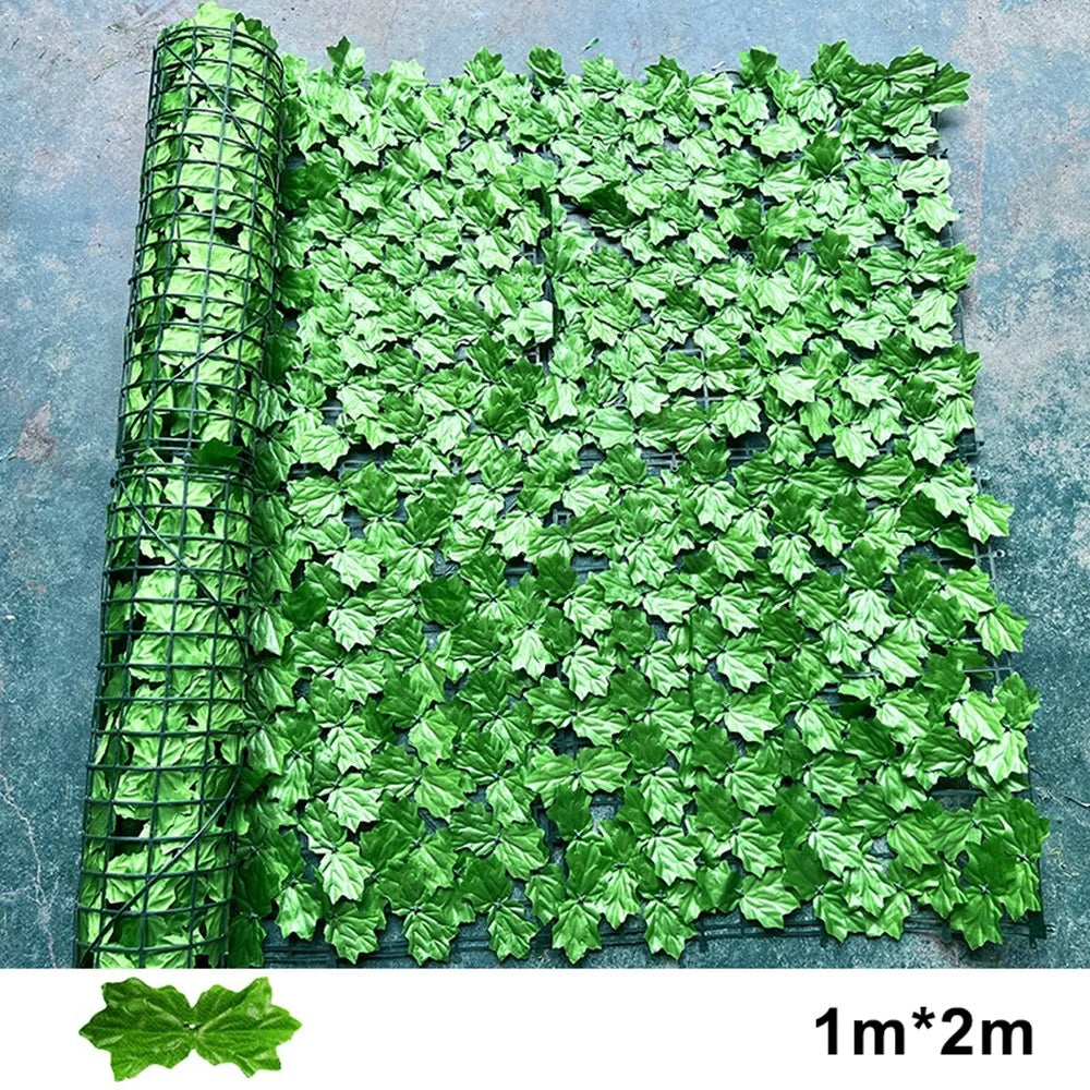 1m x 2m Light Green Maple Leaf Privacy Fence Screen Artificial Plant Hedges for Outdoor Garden Decor - 1