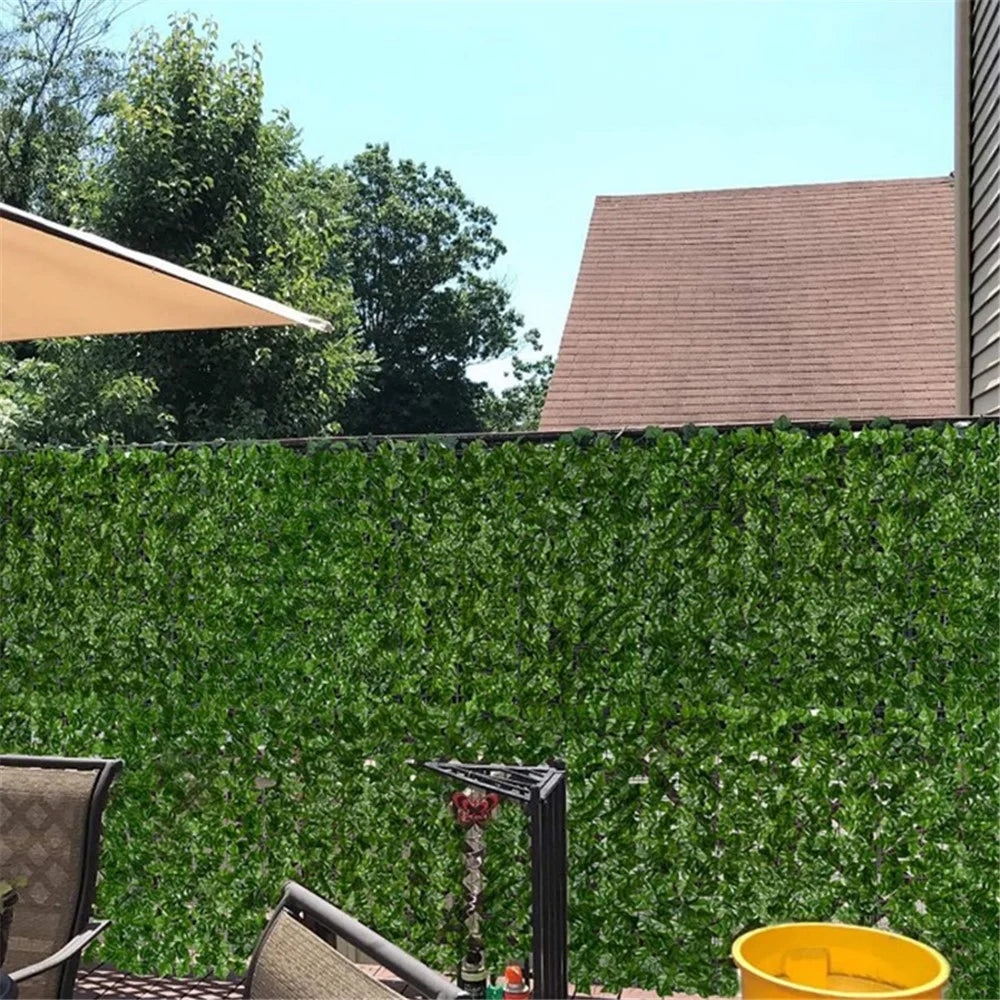 0.5 x 1m Green Perilla Leaf Artificial Hedge Privacy Screen Faux Leaf Fence Garden Balcony Decor - 4