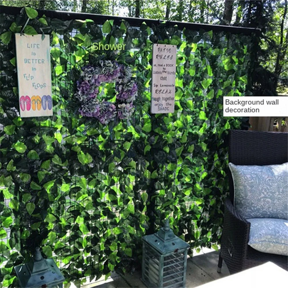 0.5 x 1m Green Perilla Leaf Artificial Hedge Privacy Screen Faux Leaf Fence Garden Balcony Decor - 6