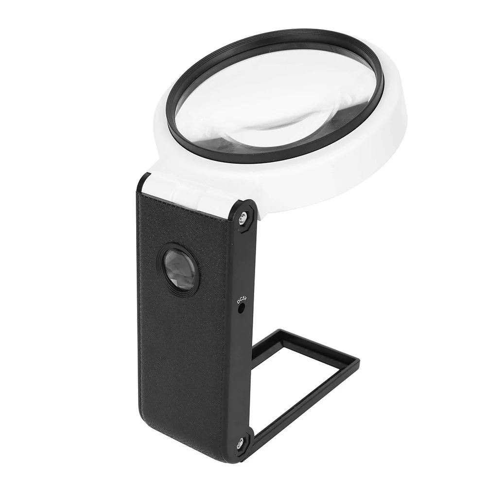 7018B 90mm UV LED Magnifier Foldable Design 5X 25X Magnifying Glass for Jewelry Diamonds Cash Money - 1