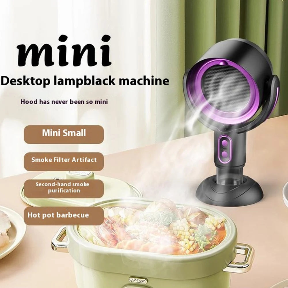 Portable Exhaust Hood Desktop Range Hood 2 Gears Rechargeable Kitchen Exhaust Fan - Black+Purple - 2