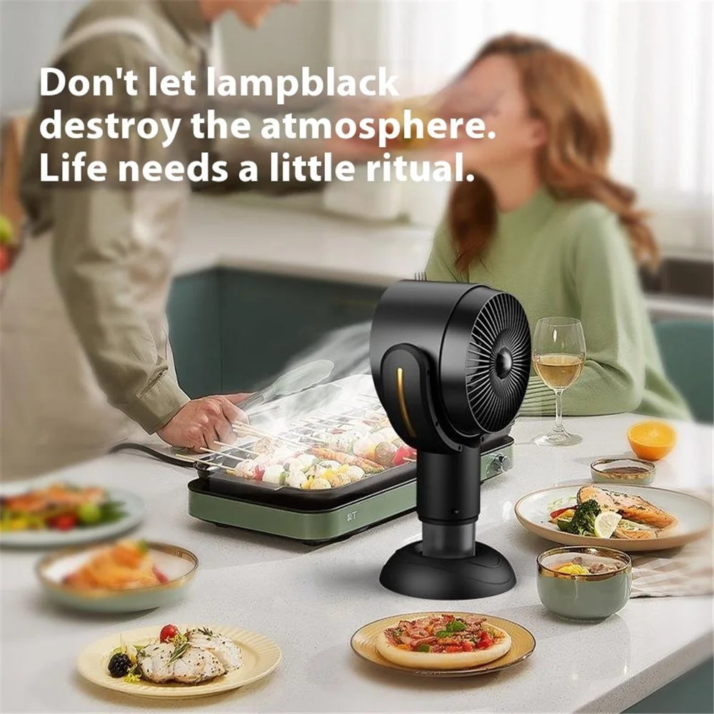 Portable Exhaust Hood Desktop Range Hood 2 Gears Rechargeable Kitchen Exhaust Fan - Black+Purple - 5