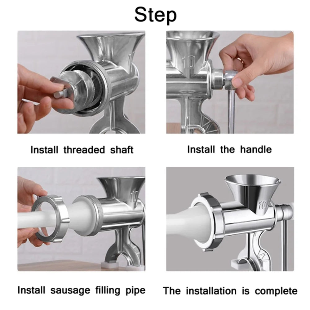 Manual Meat Grinder 10# Large Size Sausage Maker Multifunction Aluminum Alloy Kitchen Tool (No FDA Certification) - 6