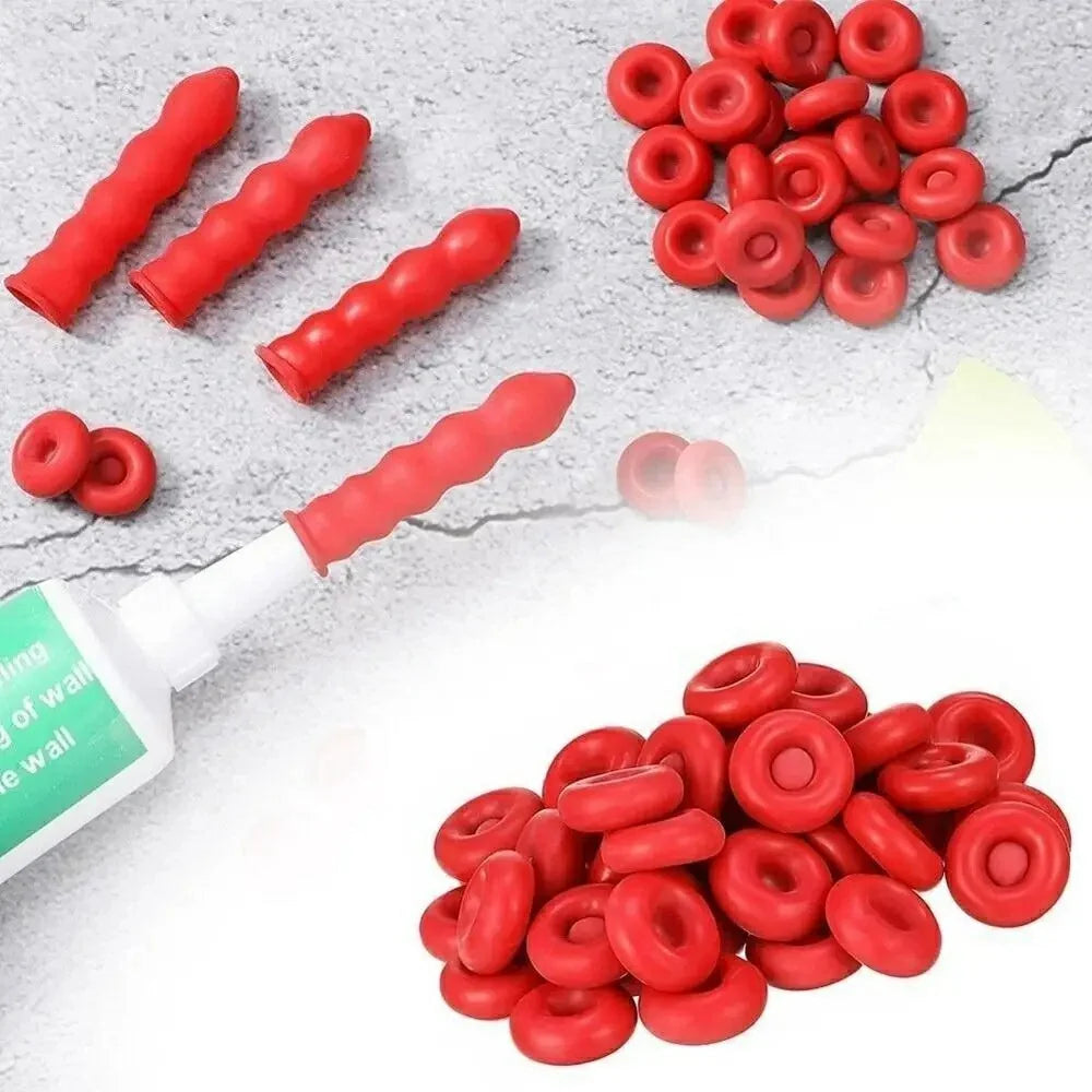 20Pcs Rubber Caulk Caps Leak Proof Caulking Saver Tube Sealer Glue Sealing Protector - Red - 2