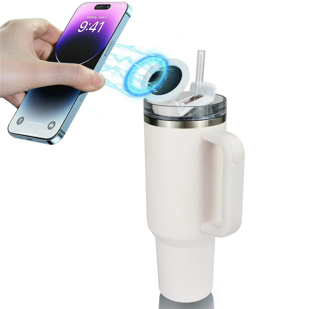 For Stanley 40OZ Cup Magnetic Phone Holder Portable Rotatable Z-Shaped Stand Compatible with All Phones - White - 2