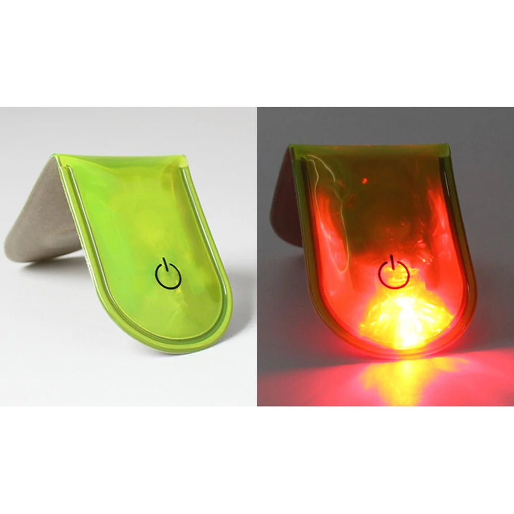 4Pcs LED Magnetic Clip Lights Safety Warning Flashers for Night Running Camping Outdoor Activities - Fluorescent Green - 2