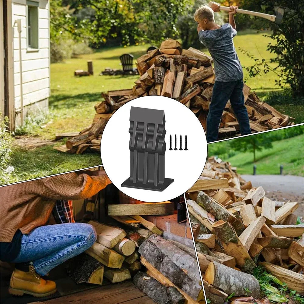 Rectangular Log Splitter Cast Iron Firewood Separator Manual Wood Splitting Tool For Home  /  Outdoor Use - Black - 4