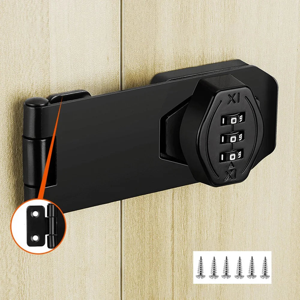 Cabinet Door Password Lock Double Hole 3 Inch Screw Installation Anti Theft Security Lock for Furniture - Black - 1